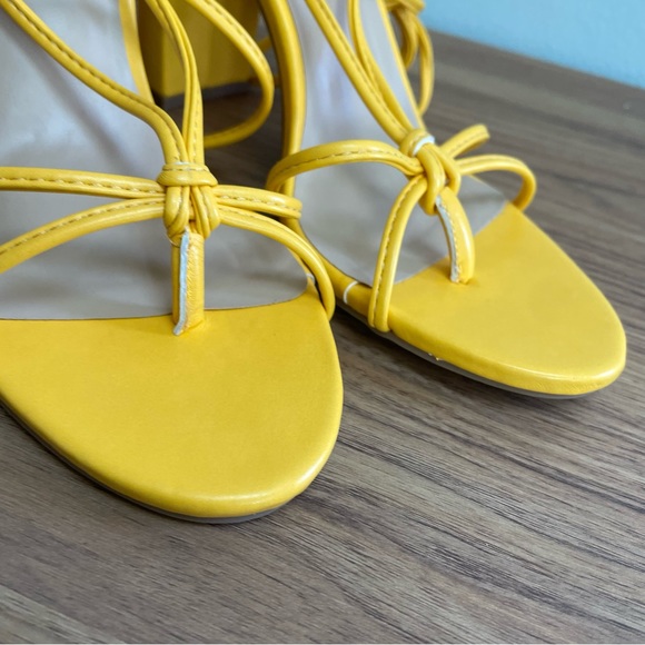 Lulus yellow wrap heels lace up block heel women’s size 9 - Picture 6 of 8